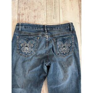 L2 Jeanswear Womens Blue Denim Embroidered Pocket Stretch Jeans Size 9